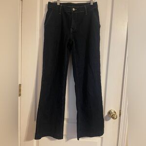 Brandy Melville John Galt Dark Blue Wide Leg Flare Jeans S Denim‎ Western Basic